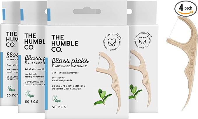 Plant-based Floss Picks - Mint Single Thread (200 pcs) - humble-usa