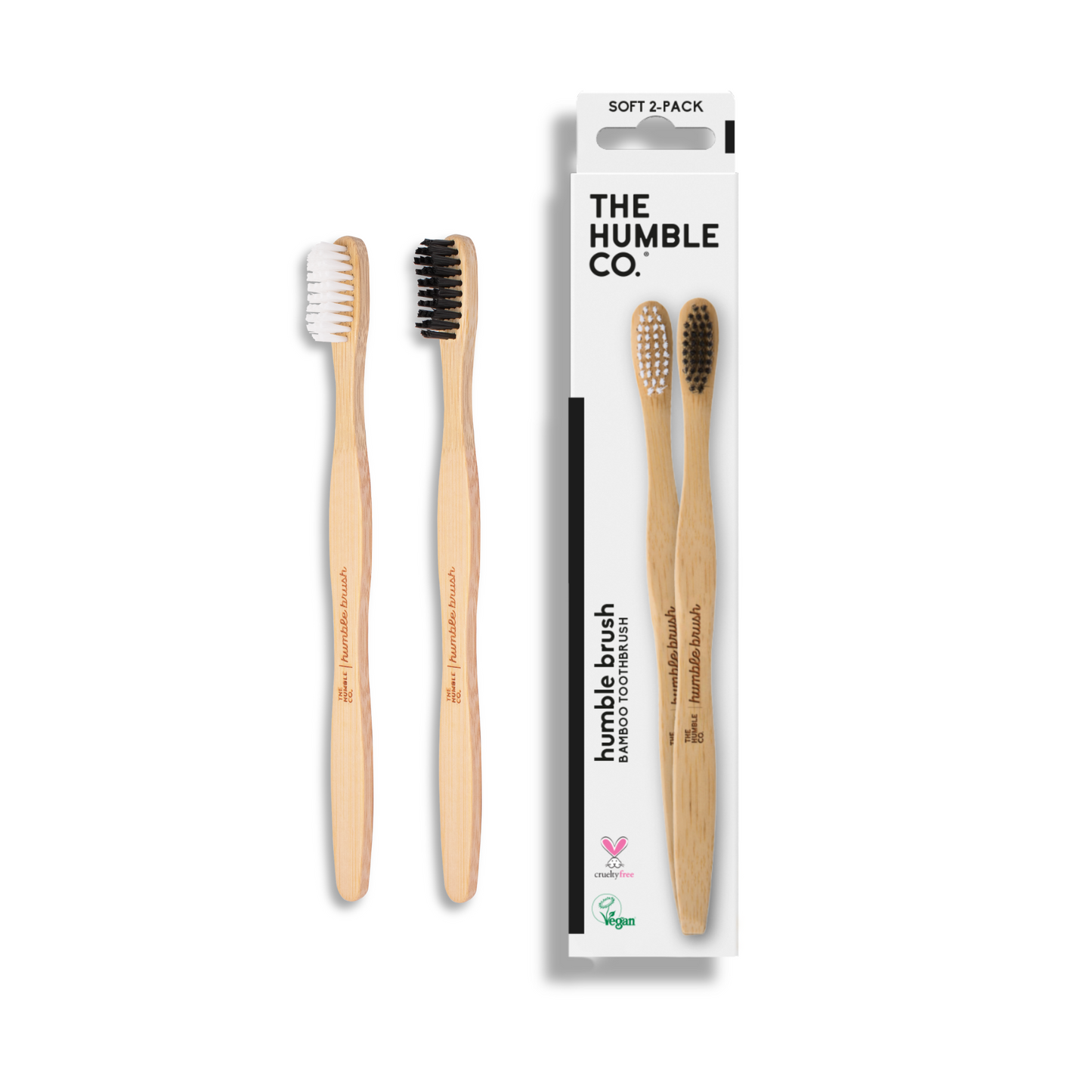 Humble Brush Adult - black/white, soft bristles 2-pack