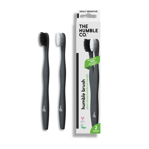 Plant based Toothbrush 2-pack - Sensitive White/Black