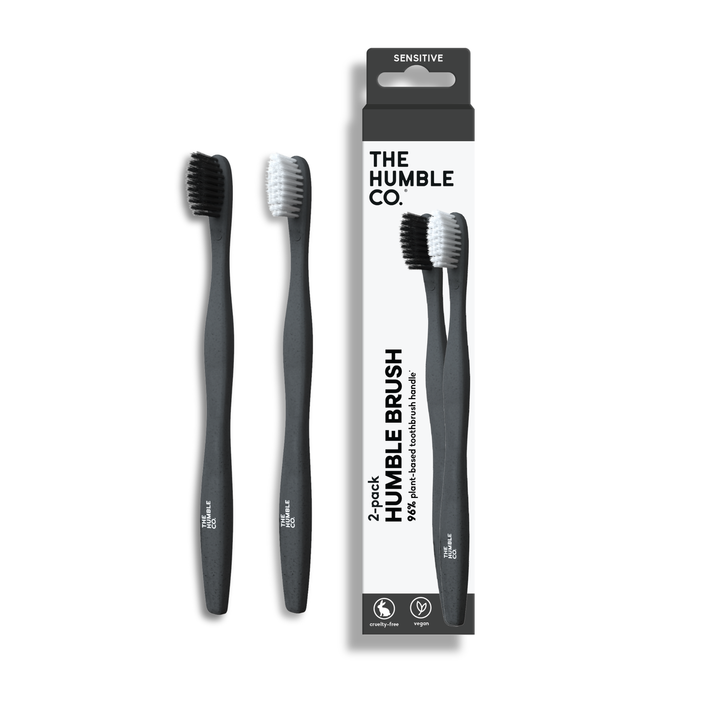 Plant based Toothbrush 2-pack - Sensitive White/Black