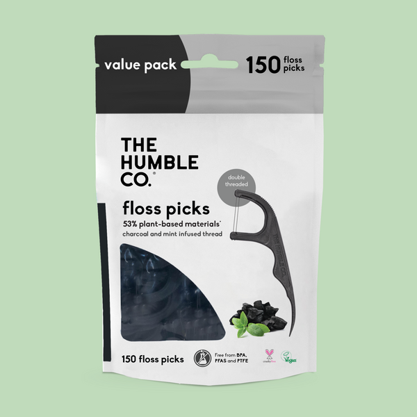 Plant-based Humble Floss Picks - Charcoal (150 pcs)