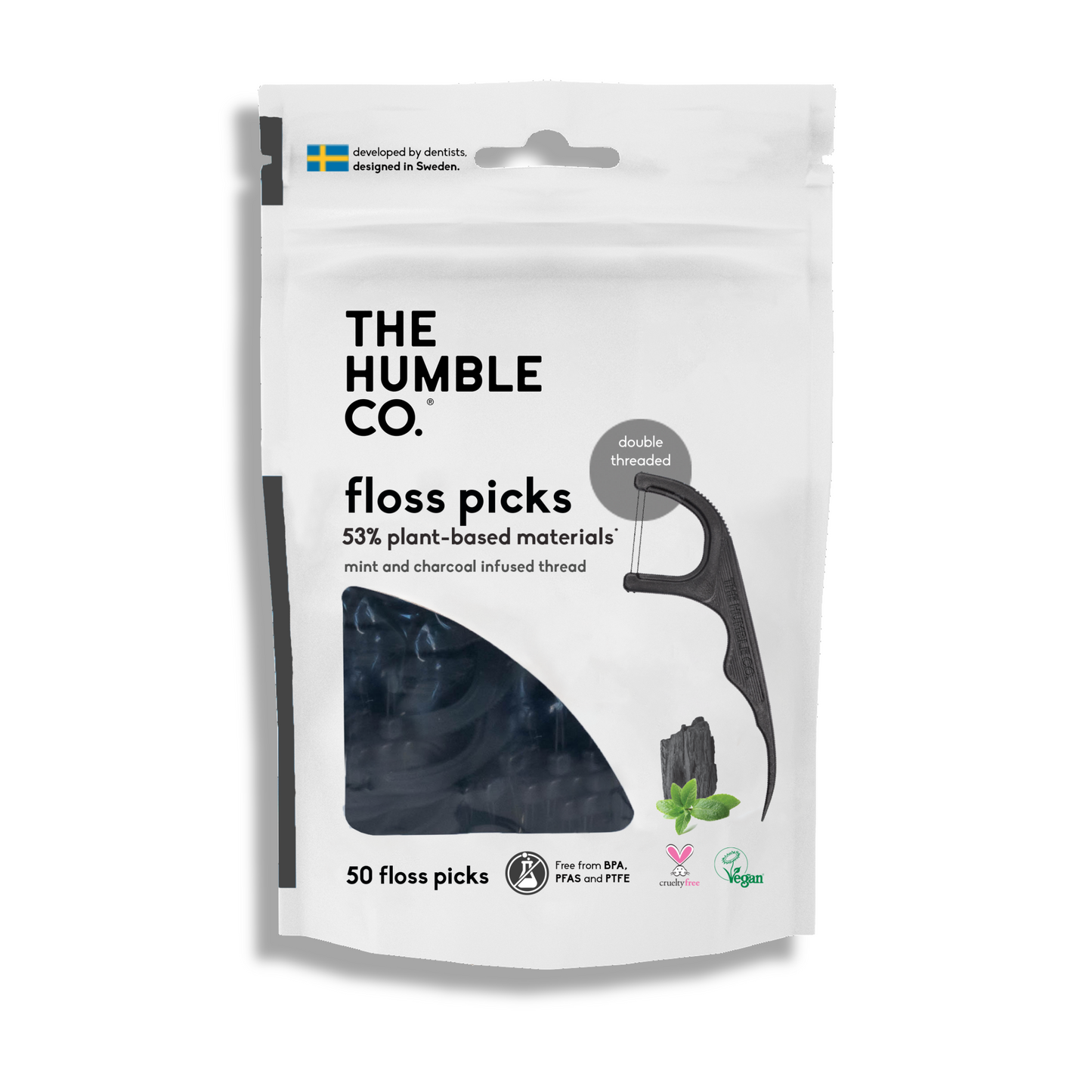 Plant-based Floss Picks - Charcoal (50 pcs)