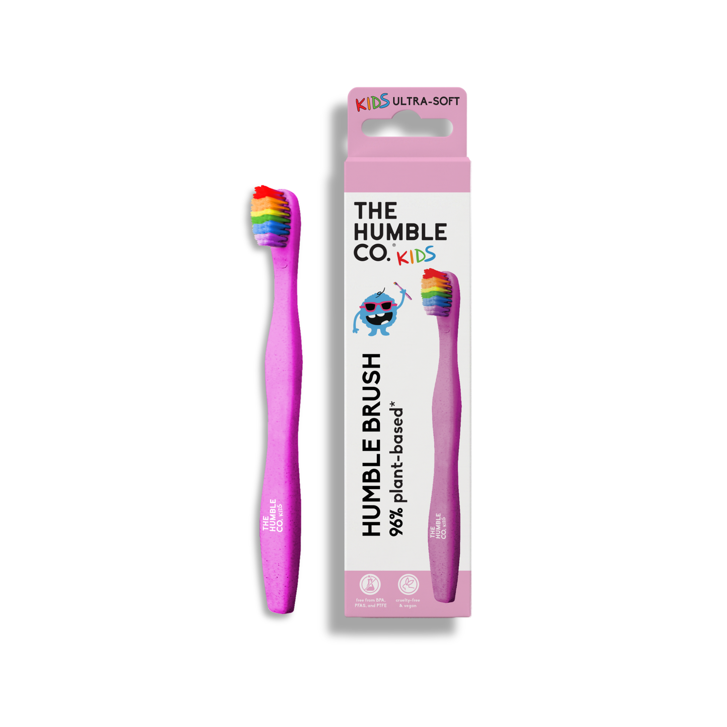 Humble Brush Kids - plant based, ultra-soft bristles, pink