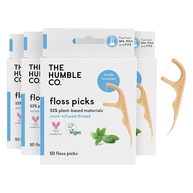 Plant-based Floss Picks - Mint Double Thread (200 pcs)