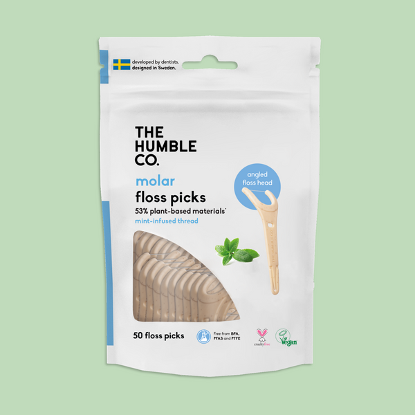 Plant-based Floss Picks - Grip Handle - Mint (50 pcs)