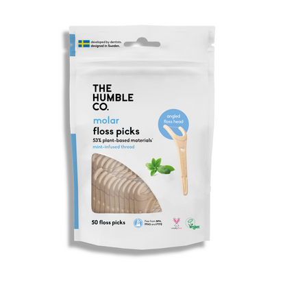 Plant-based Floss Picks - Grip Handle - Mint (50 pcs)