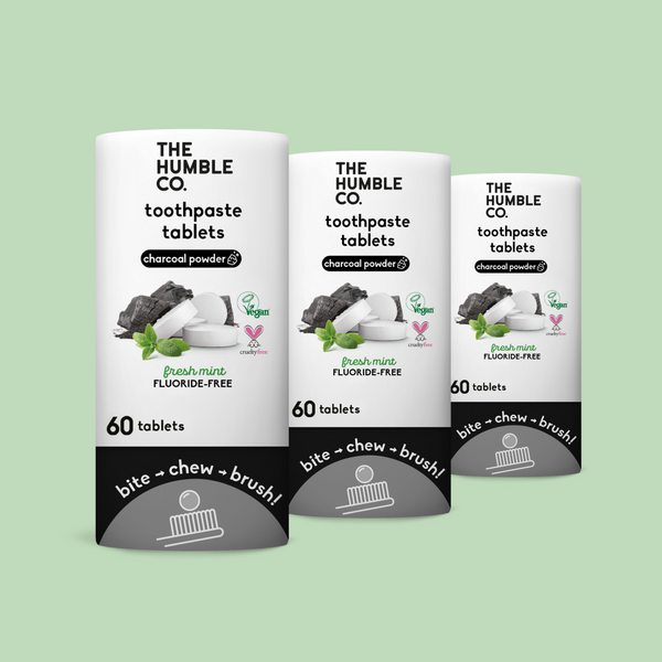 Toothpaste tablets fluoride-free Charcoal 3 pack