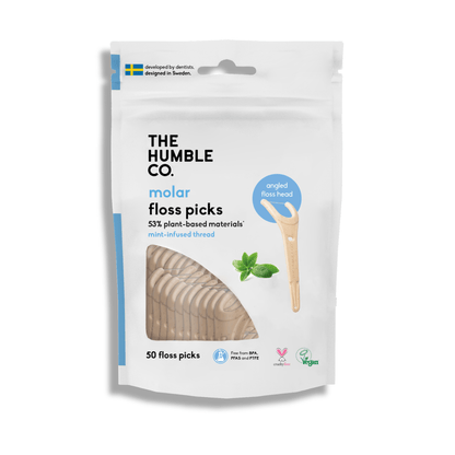 Plant - based Floss Picks - Grip Handle - Mint (50 pcs) - humble - usa