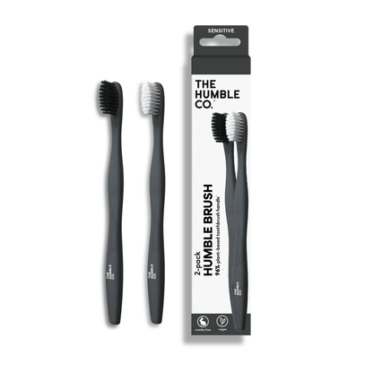Plant based Toothbrush 2 - pack - Sensitive White/Black - humble - usa