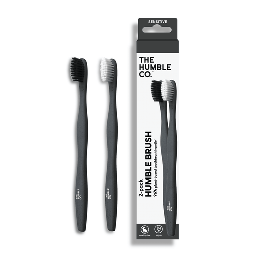 Plant based Toothbrush 2 - pack - Sensitive White/Black - humble - usa