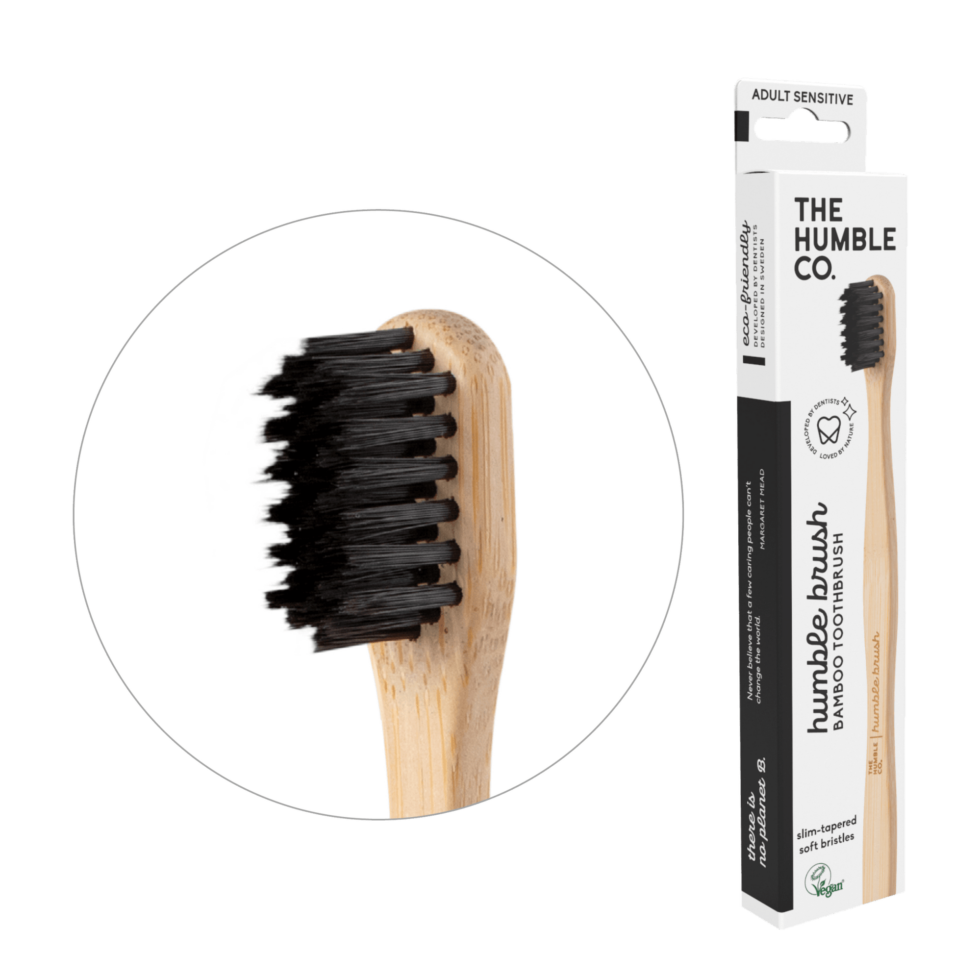 Adult Sensitive Bamboo Toothbrush - Black - humble-usa