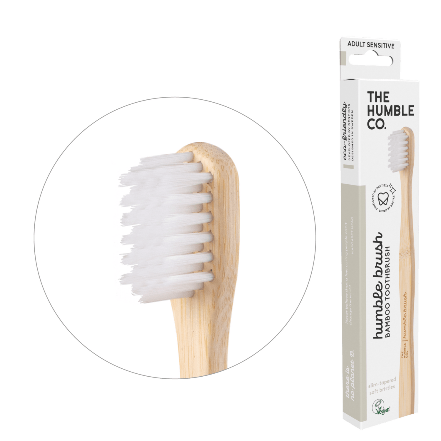 Adult Sensitive Bamboo Toothbrush - White - humble-usa
