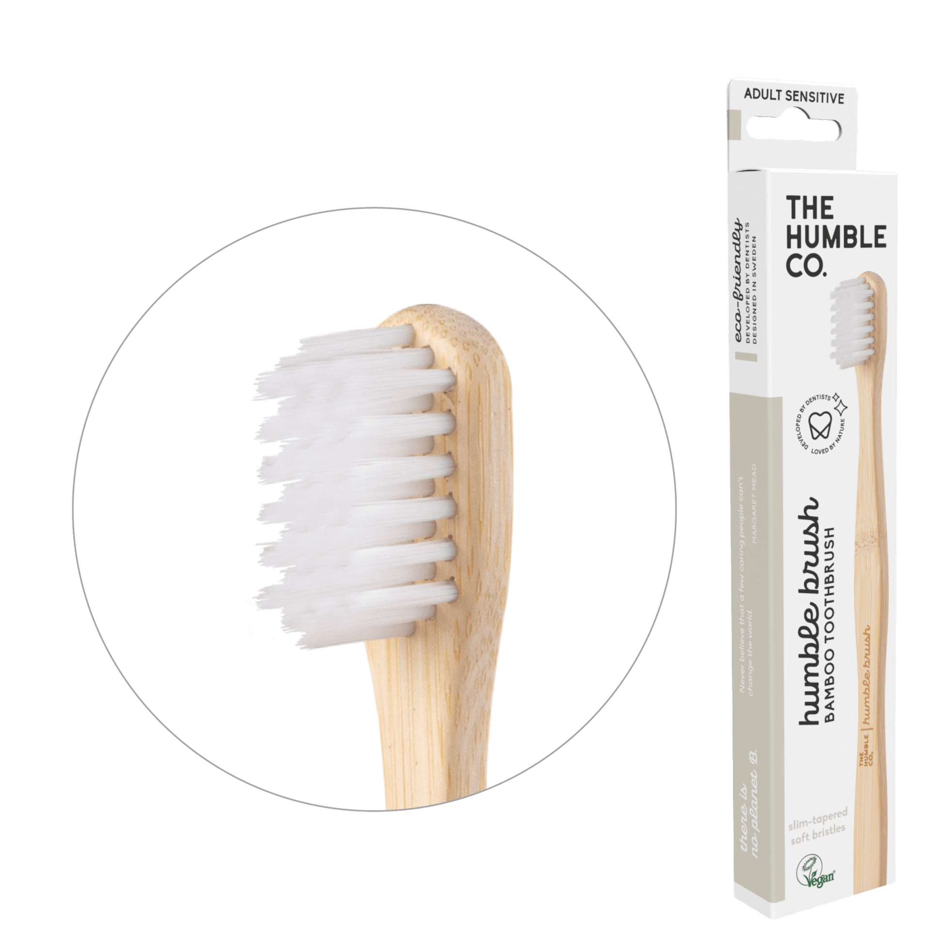 Adult Sensitive Bamboo Toothbrush - White - humble-usa