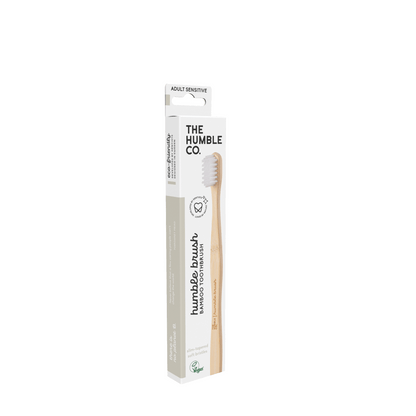 Adult Sensitive Bamboo Toothbrush - White - humble-usa