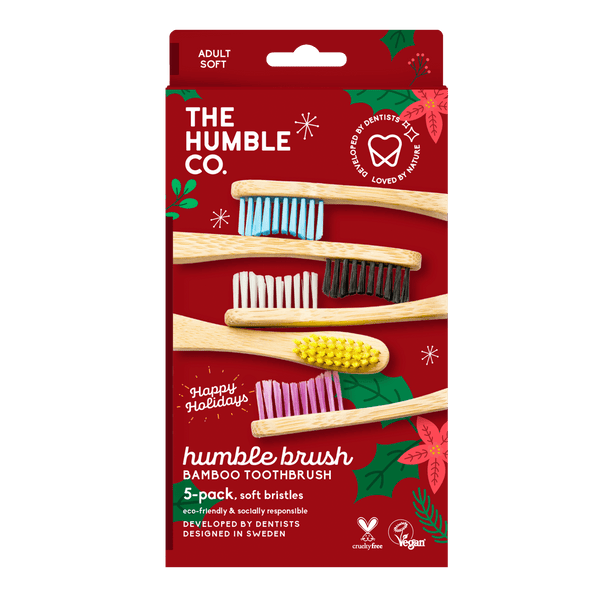 Holiday Family Pack - Bamboo toothbrush Flat Curved Adult – Soft - 5-pack - humble-usa