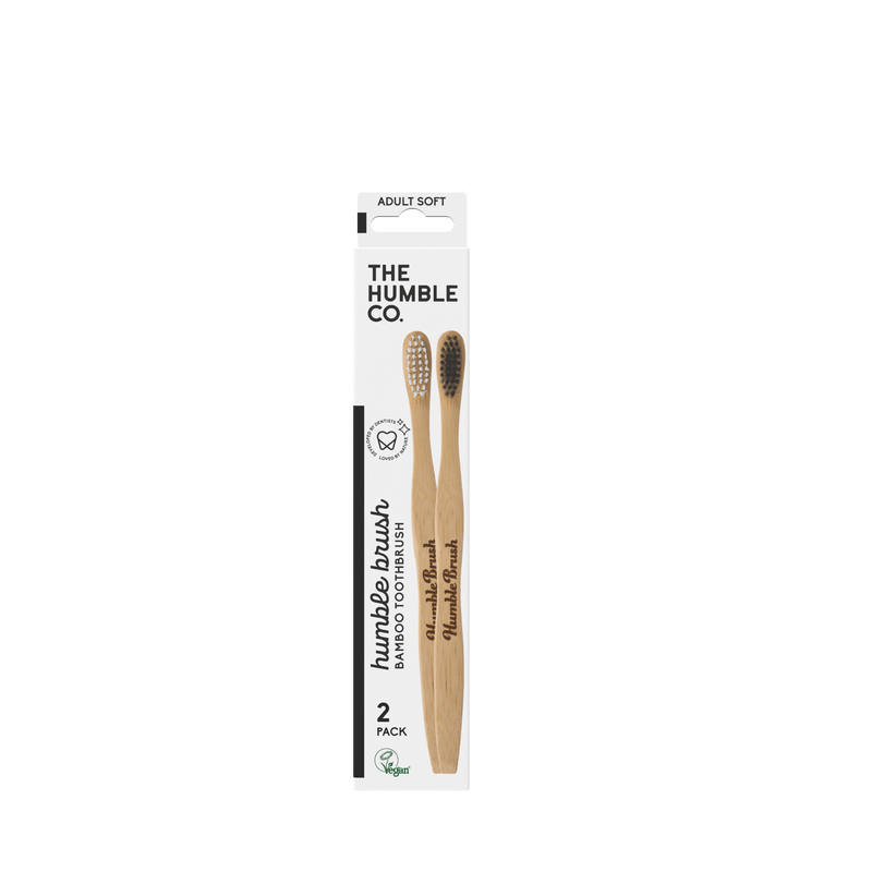 Humble Brush Adult - black/white, soft bristles 2-pack - humble-usa