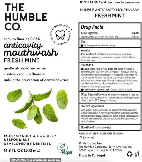 Mouthwash Fresh Mint 16.9 fl oz - 2 pack - humble-usa